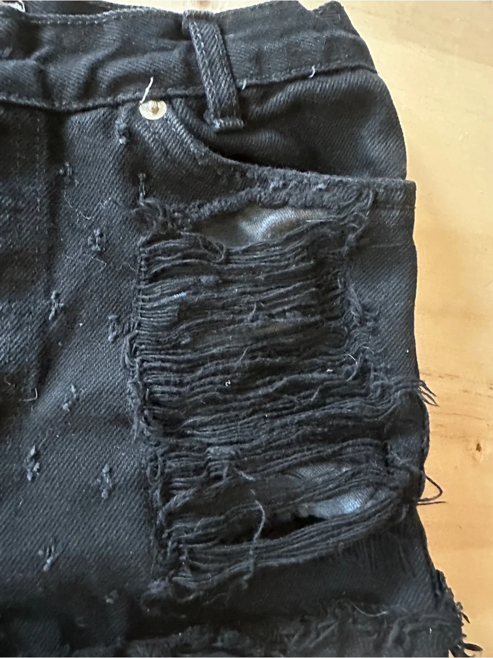 Brandy Melville Black High-Waisted Distressed Denim Shorts